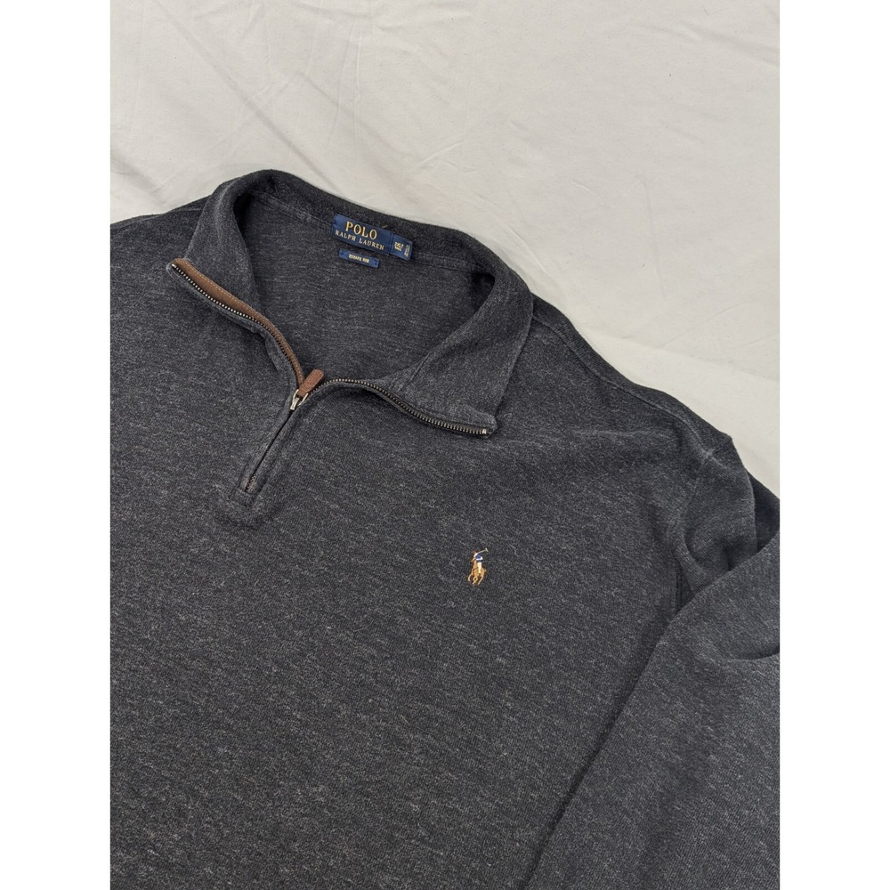 Polo Ralph Lauren Sweater Quarter‎ Zip Estate Rib Pullover Gray Men's 3XLT